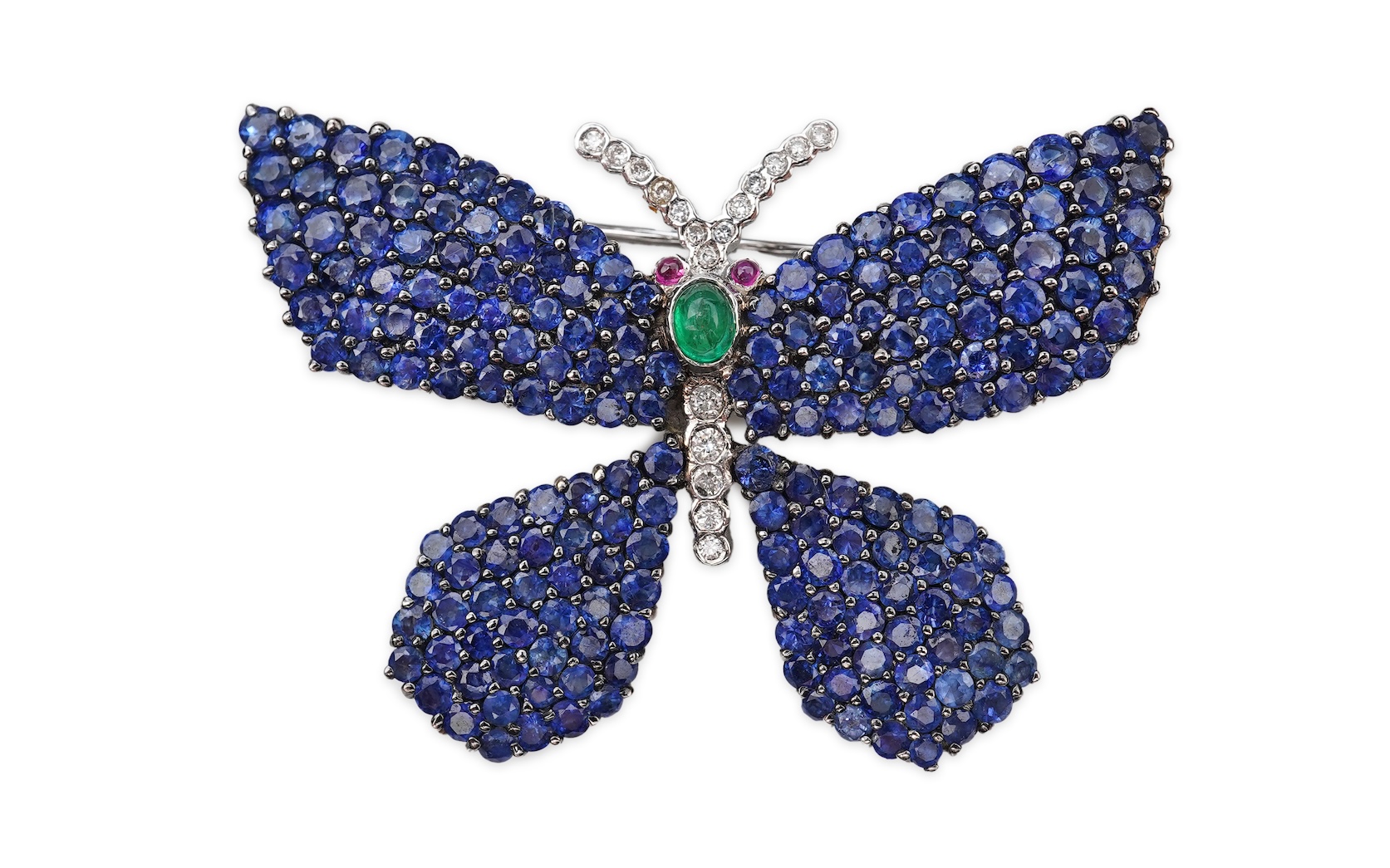 A sapphire, emerald, ruby and diamond brooch